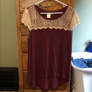 Maroon and Lace Top